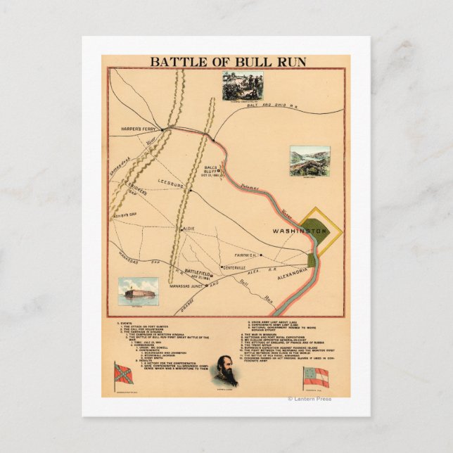 Erste Schlacht bei Bull Run - Panorama des Zivilen Postkarte (Vorderseite)