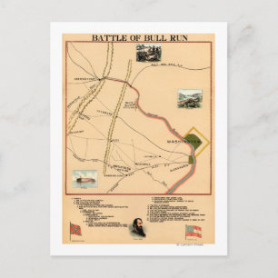 Erste Schlacht bei Bull Run - Panorama des Zivilen Postkarte