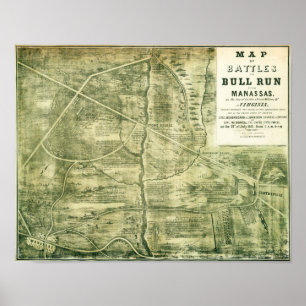 Erste Schlacht bei Bull Run - Panoramablick aus de Poster