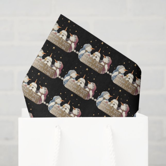 Erste Schneedecke Snowman Seidenpapier (Geschenktüte)