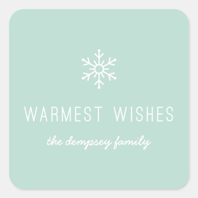 Erste Schneefall-Aufkleber - Minze Quadratischer Aufkleber (Vorderseite)