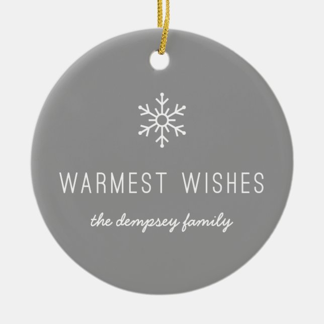 Erste Schneefall Keramik Ornament - Grau (Vorne)