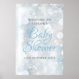 Erste Schneeflocken Baby-Dusche / Sprinkle Willkom Poster