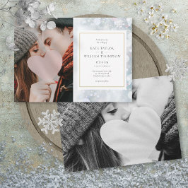 Erste Schneeflocken Fotos Winter Hochzeit Einladun Einladung