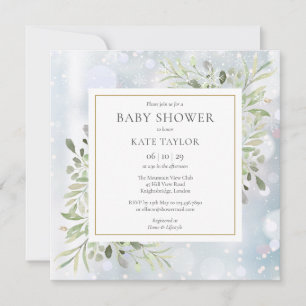 Erste Schneeflocken Grünzeug Babyparty   Sprinkle Einladung