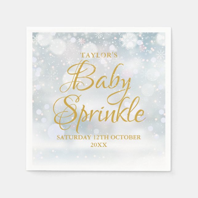 Erste Schneeflocken Winter Baby Sprinkle / Dusche Serviette (Vorderseite)