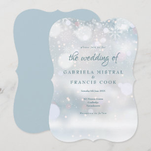 Erste Schneeflocken Winterhochzeit Elegante Einladung