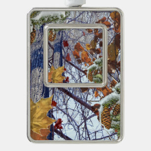 Erste Schneewinterszene Camouflage-Malerei Rahmen-Ornament Silber