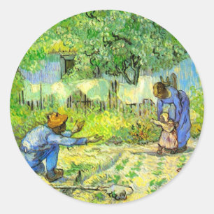 Erste Schritte, 1890 Vincent van Gogh. Runder Aufkleber