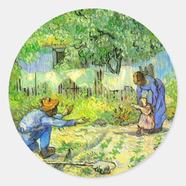 Erste Schritte, 1890 Vincent van Gogh. Runder Aufkleber (Vorderseite)