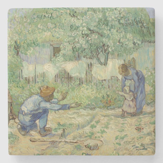 Erste Schritte nach Hirse durch Vincent van Gogh Steinuntersetzer (Vorderseite)