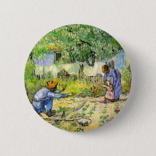 Erste Schritte (nach Millet) Van Gogh Fine Art Button