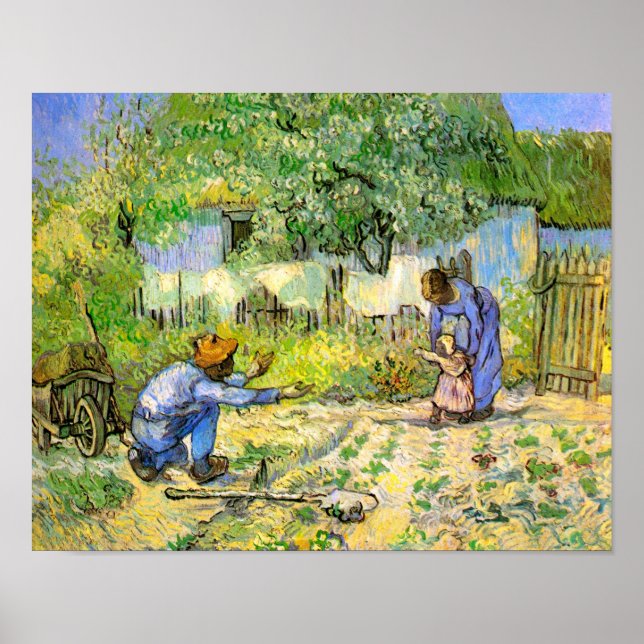 Erste Schritte (nach Millet) Van Gogh Fine Art Poster (Vorne)