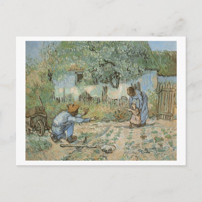 Erste Schritte (nach Millet) Van Gogh Fine Art Postkarte (Vorderseite)