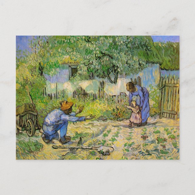 Erste Schritte (nach Millet) von Vincent van Gogh Postkarte (Vorderseite)