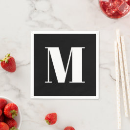 Erste Schwarz-weiße Anpassung von Monogramm Serviette
