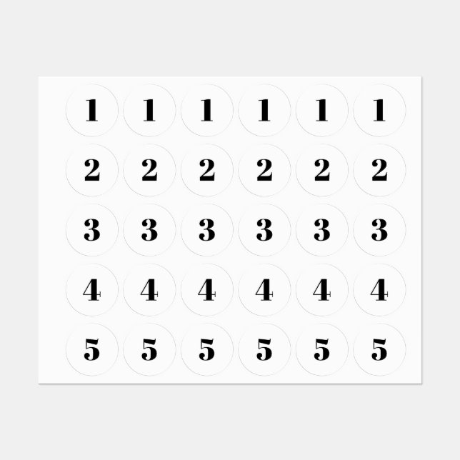 Erste / Schwarz-weiße Anzahl von Monogramm anpasse Etiketten (Blatt)