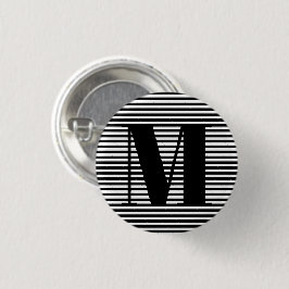 Erste Schwarz-weiße Streifen in Monogramm anpassen Button
