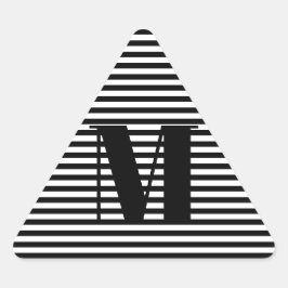 Erste Schwarz-weiße Streifen in Monogramm anpassen Dreieckiger Aufkleber