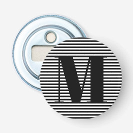 Erste Schwarz-weiße Streifen in Monogramm anpassen Flaschenöffner