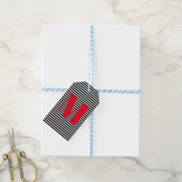 Erste Schwarz-weiße Streifen in Monogramm anpassen Geschenkanhänger