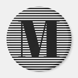 Erste Schwarz-weiße Streifen in Monogramm anpassen Magnet