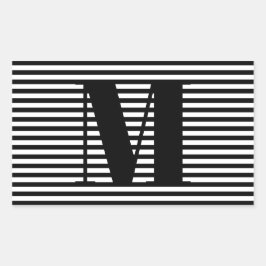 Erste Schwarz-weiße Streifen in Monogramm anpassen Rechteckiger Aufkleber