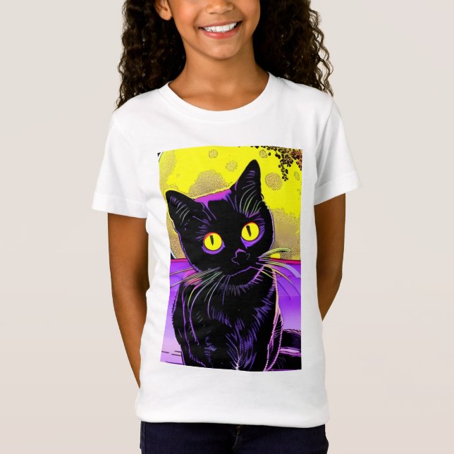 Erste schwarze Katze Landung auf Mondoberfläche T-Shirt (Vorderseite)
