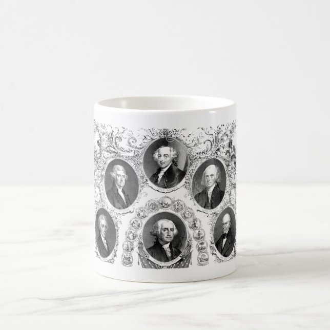 Erste sechs USpräsidenten Kaffeetasse (Mittel)