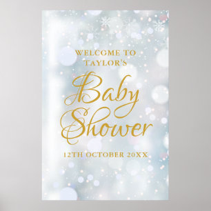 Erste Snowflakes Baby Dusche Begrüßungszeichen Poster