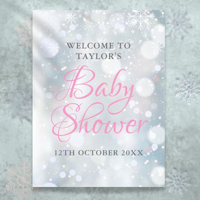 Erste Snowflakes Baby Dusche Begrüßungszeichen Poster (First Snowflakes Baby Shower Welcome Sign)