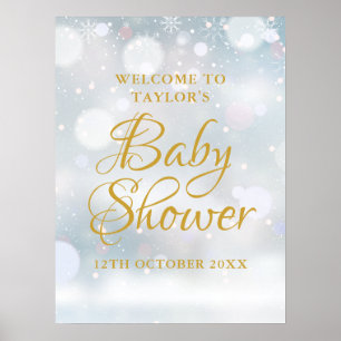 Erste Snowflakes Baby Dusche Begrüßungszeichen Poster