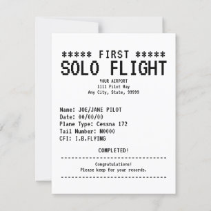 Erste Solo Flug Glückwunsch Flat Card