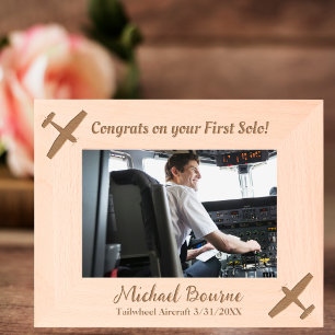 Erste Solo Pilot & Flugzeug - Glückwünsche ganz na Geätzte Rahmen