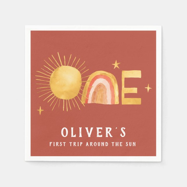 Erste Sonnenreise | 1. Geburtstag Party Serviette (Vorderseite)