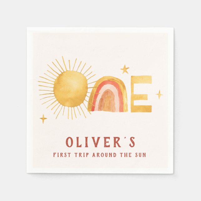 Erste Sonnenreise | 1. Geburtstag Party Serviette (Vorderseite)