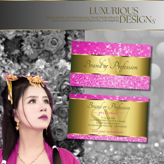 Erste Stars für Luxus-Gold-Hot-Pink-Glitzer Visitenkarte (Von Creator hochgeladen)