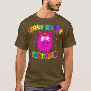 Erste Stufe zurück an die Schule Schüler Pig T-Shirt