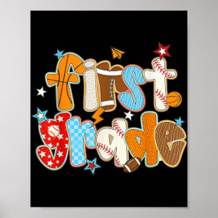 Erste Stufe zurück zur Baseball Basketball-Vorstuf Poster