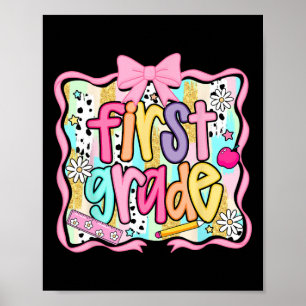 Erste Stufe zurück zur Schule Coquette Pink Bow Pr Poster