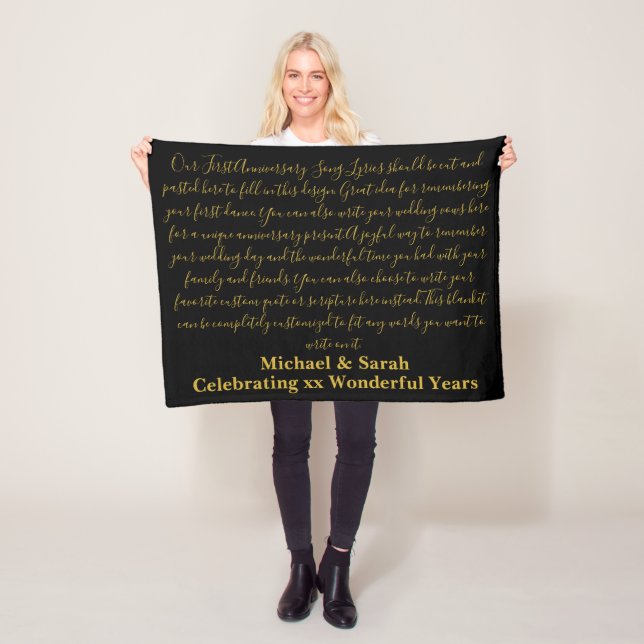 Erste Tanz Song Texte Jubiläum Geschenkelübungen 1 Fleecedecke (Beispiel)