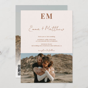 Erste Terracotta beige 2 Foto qr Hochzeit Einladung