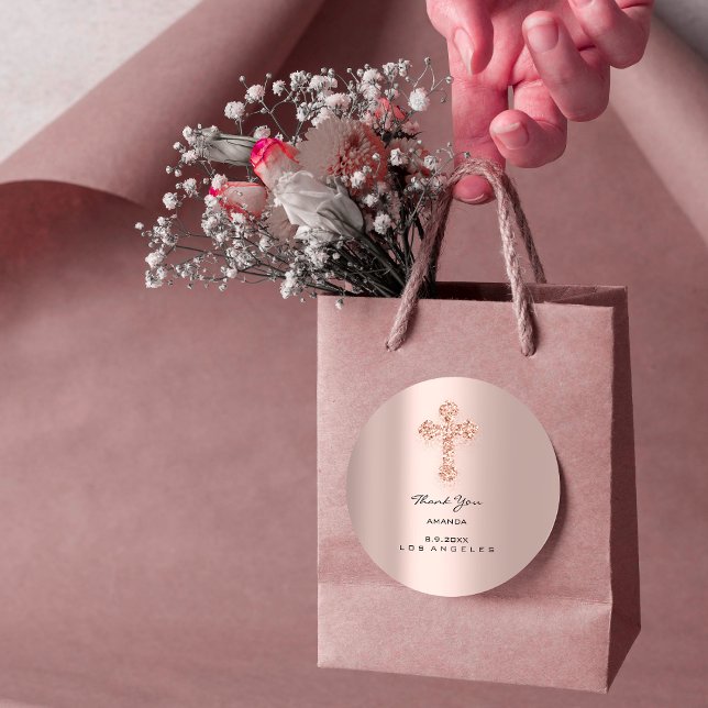 Erste Tropfen der Heiligen Kommunion Rose Christli Runder Aufkleber (Von Creator hochgeladen)