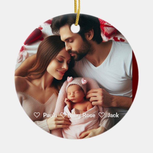 Erste Valentinstag Großmutter | Benutzerdefinierte Keramik Ornament (Vorne)