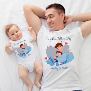 Erste Väter Tag neuer Vater und Baby-Matching T-Shirt