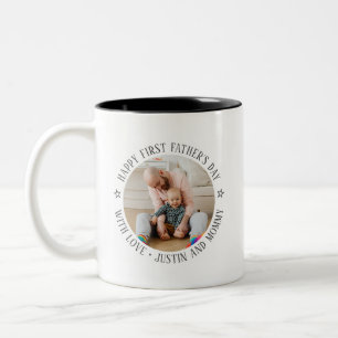 Erste Vatertag Vater Tochter Son Custom Foto Zweifarbige Tasse