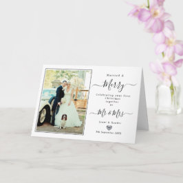 Erste Verheiratete Mr. & Mrs. Silver Heart Weihnac Karte
