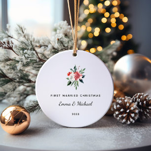Erste Verheiratete Weihnachten   Elegant und Minim Keramik Ornament