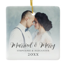 Erste Verheiratete Weihnachts-Foto Overlay Square