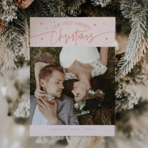 Erste Verheiratete Weihnachts-Neuvermählte Foto Pe Feiertagskarte